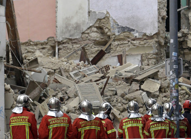 A building collapsed in the southern city of Marseille on Monday, leaving a giant pile of rubble and beams.