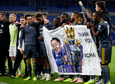 Leicester players after the game.