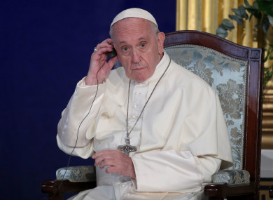 Pope Francis ahead of his speech in St Patrick's Hall at Dublin Castle in August