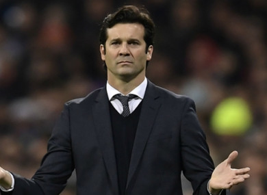 Santiago Solari pictured during tonight's match.