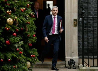Brexit Secretary Stephen Barclay leaves 10 Downing Street after the last cabinet meeting before Christmas.