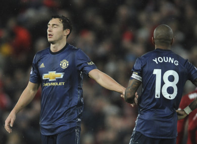 Manchester players react at the end of today's Premier League match.