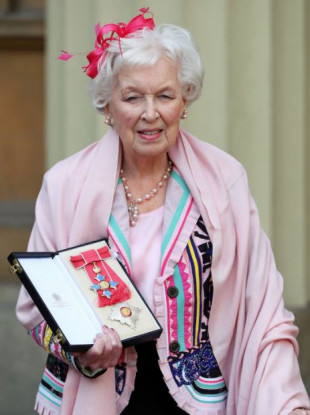 Dame June Whitfield after she was made a dame at Buckingham Palace in November 2017.