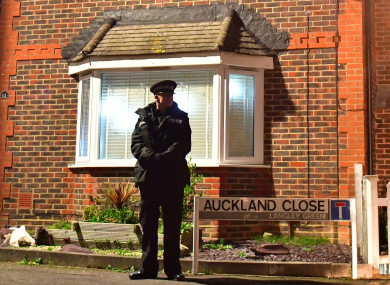 Police searched a house yesterday in Crawley, near Gatwick