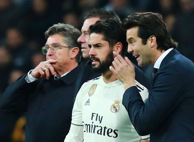 Isco and Real Madrid coach Santiago Solari.