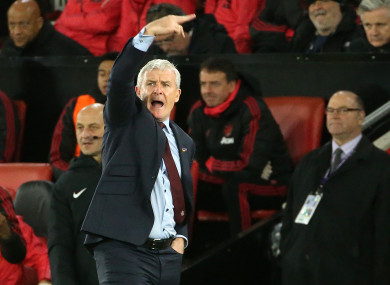 Mark Hughes on the sideline on Saturday.