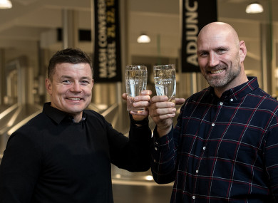 Brian O'Driscoll and Lawrence Dallaglio launch 'Guinness Clear' in Dublin this week.