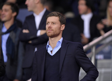 Xabi Alonso attending the Champions League tie between PSG and Bayern Munich in 2017.