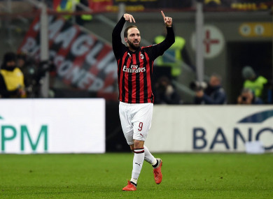 Higuain has spent this season on loan at Milan.