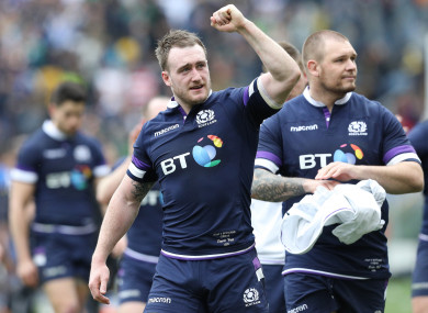 Hogg pictured after Scotland's Six Nations victory against Italy last year.
