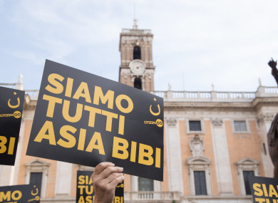 Solidarity sit-in for Asia Bibi in Rome organised by the CitizenGO Italia Foundation last year.