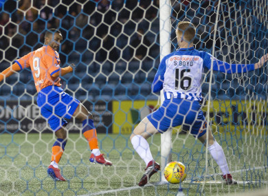 Rangers' Jermain Defoe scores his side's first goal of the game.