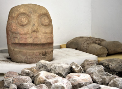 A skull-like stone carving of the Flayed Lord