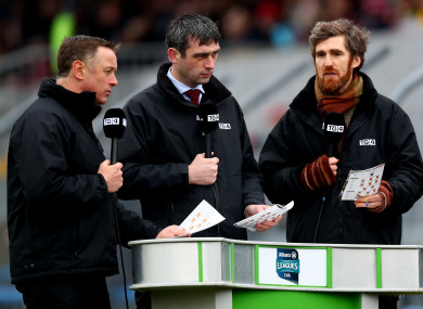 Micheal O Domhnaill, Cathal Moore and Diarmuid Lyng ahead of the hurling league clash between Clare and Cork last year.