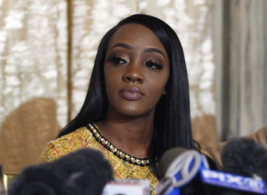 Faith Rodgers during a news conference in New York today.