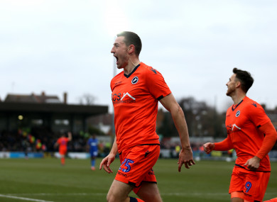 Millwall's Murray Wallace celebrates scoring