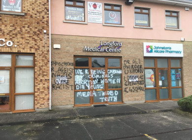 Graffiti on the GP surgery in Leader Park.