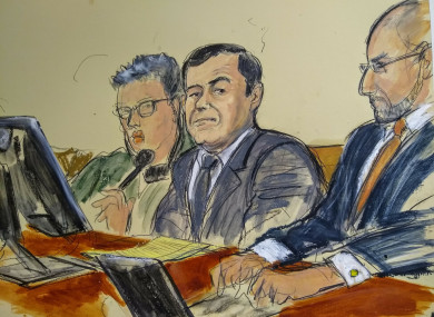 A courtroom sketch of Joaquin