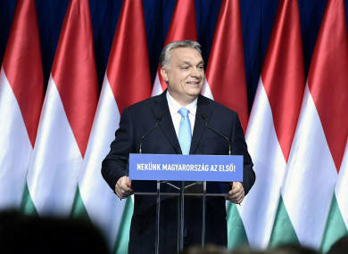 Hungarian Prime Minister Viktor Orban delivers his annual