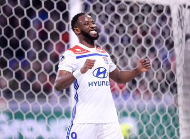 Moussa Dembele celebrates a goal.