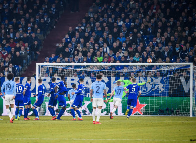 Sane scores his side's second goal.