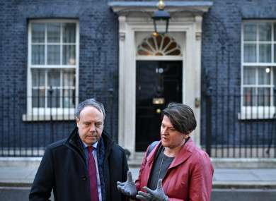 DUP deputy leader Nigel Dodds and DUP Leader Arlene Foster in Downing Street.