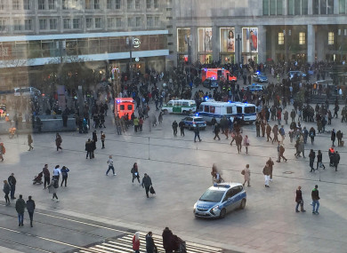 Police breaking up the brawl in Alexanderplatz
