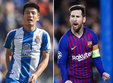Wu Lei and Lionel Messi.