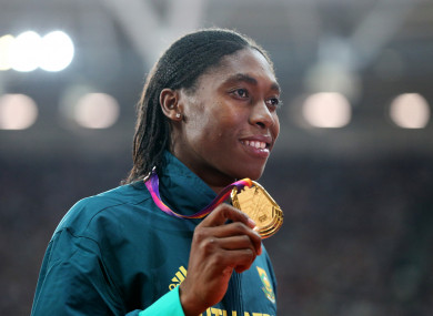 Semenya with her gold medal for the Women's 800m at the 2017 IAAF World Championships.