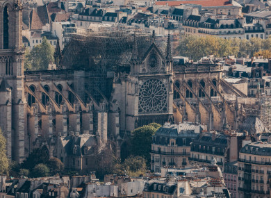 A picture of fire damage at the historic Paris cathedral.