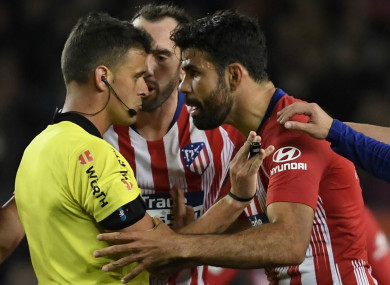 Costa was shown a straight red card.