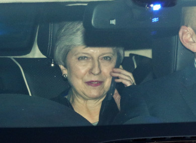 Theresa May leaving parliament's Carriage Gates in Westminster, London, 14 May.