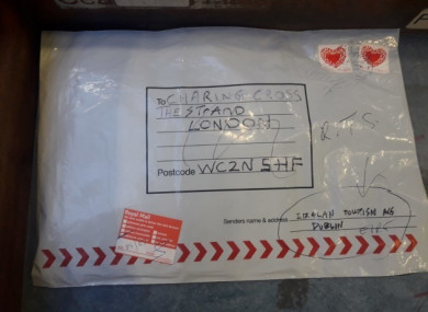 The parcel bomb discovered at an An Post centre in Limerick in March.