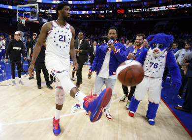 Embiid: his 12th double-double in 15 career playoff games.