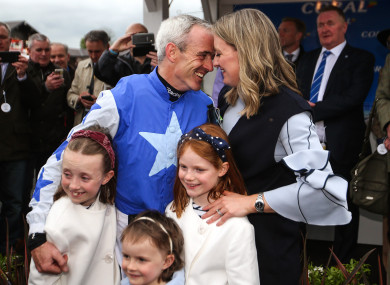 Ruby Walsh with his wife Gillian and daughters Isabelle, Elsa and Gemma after announcing his retirement.