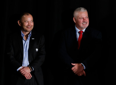 Eddie Jones and Warren Gatland at the launch of the 2019 Six Nations.