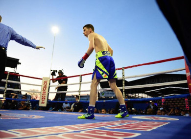 Stevie McKenna in the opening seconds of his professional boxing career.
