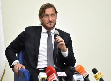 Totti speaking at a press conference this afternoon.