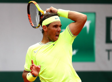 Rafael Nadal during today's French Open final.