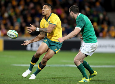 Folau playing for Australia against Ireland in June 2018.