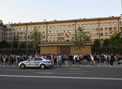 Colleagues and friends of detained journalist Ivan Golunov, at Russian Internal Ministry building in Moscow
