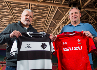 Gatland and Pivac at today's announcement in Cardiff.