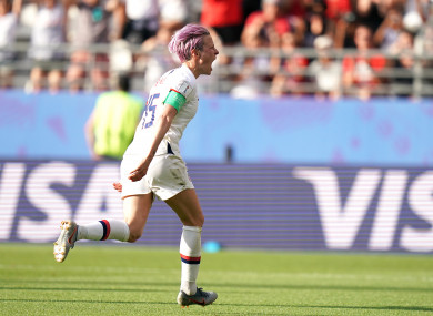 Megan Rapinoe celebrates her second-half penalty.