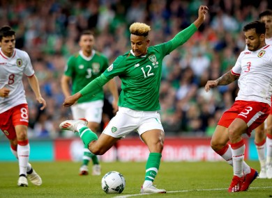 Robinson in action for Ireland against Gibraltar in June.
