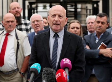 Edward Barnard, whose brother Patrick was murdered by the Glenanne gang, speaks to media outside the Belfast High Court.