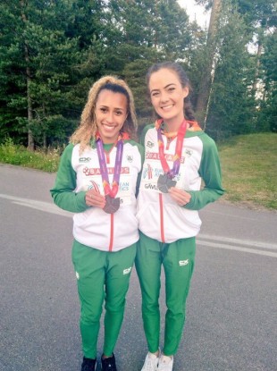 Nadia Power (left) with Eilish Flanagan after their double medal haul.