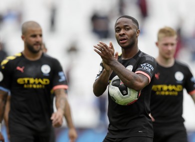 Raheem Sterling with the match ball.