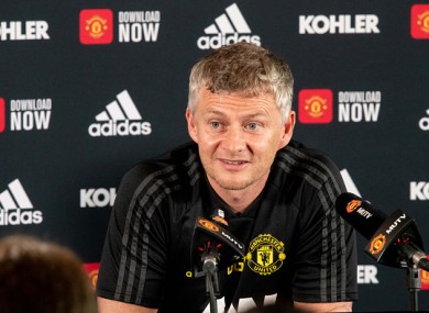 Solskjaer speaking at a press conference on Friday.