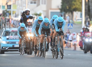 Astana claim victory during the opening stage.