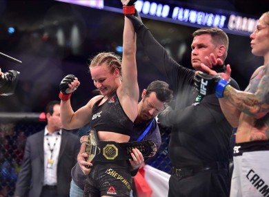 Valentina Shevchenko after her victory over Liz Carmouche.